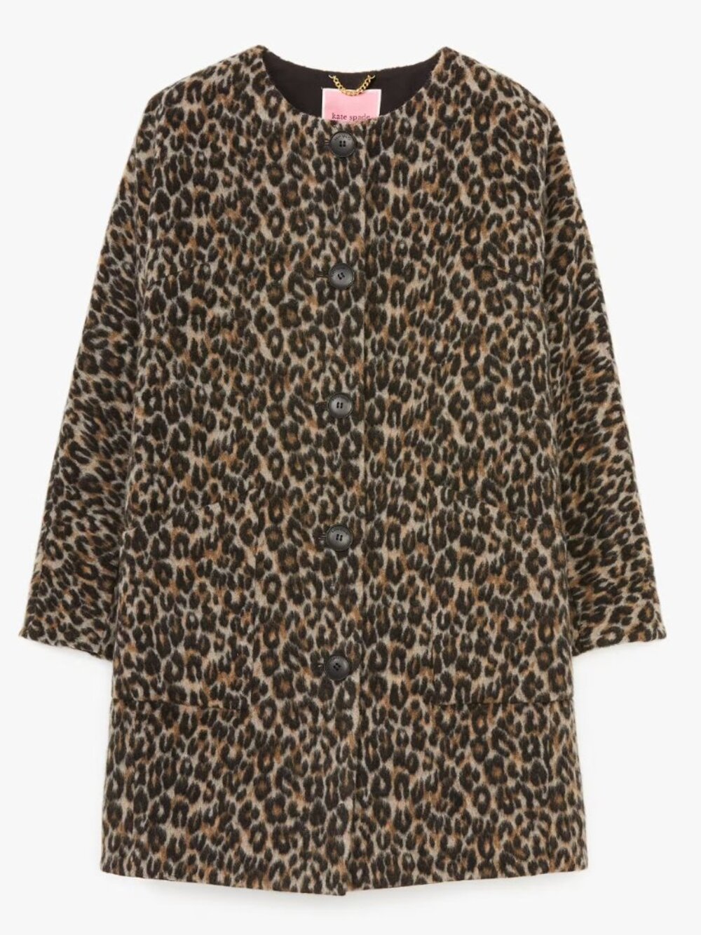 Kate Spade Brushed Leopard Wool Blend Cocoon Coat XS NWT